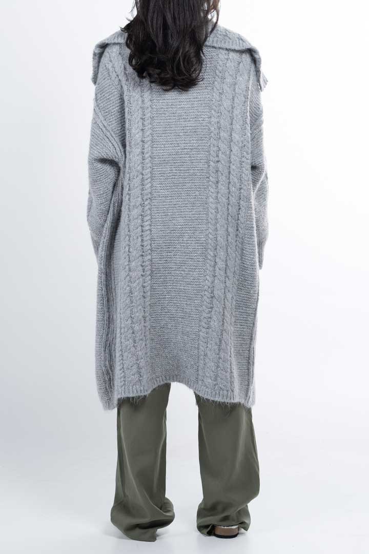 Picture of Mid Knitted Cardigan-Grey