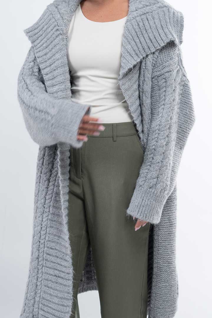 Picture of Mid Knitted Cardigan-Grey