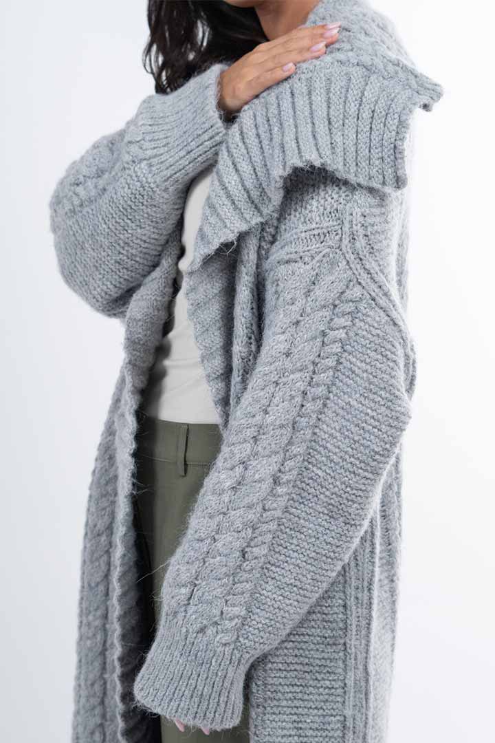 Picture of Mid Knitted Cardigan-Grey