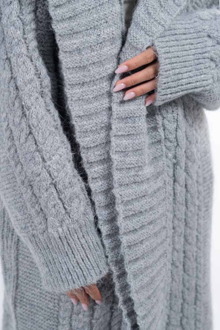 Picture of Mid Knitted Cardigan-Grey