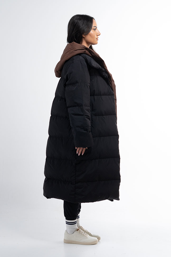 Picture of Double Layered Midi Puffer-Black