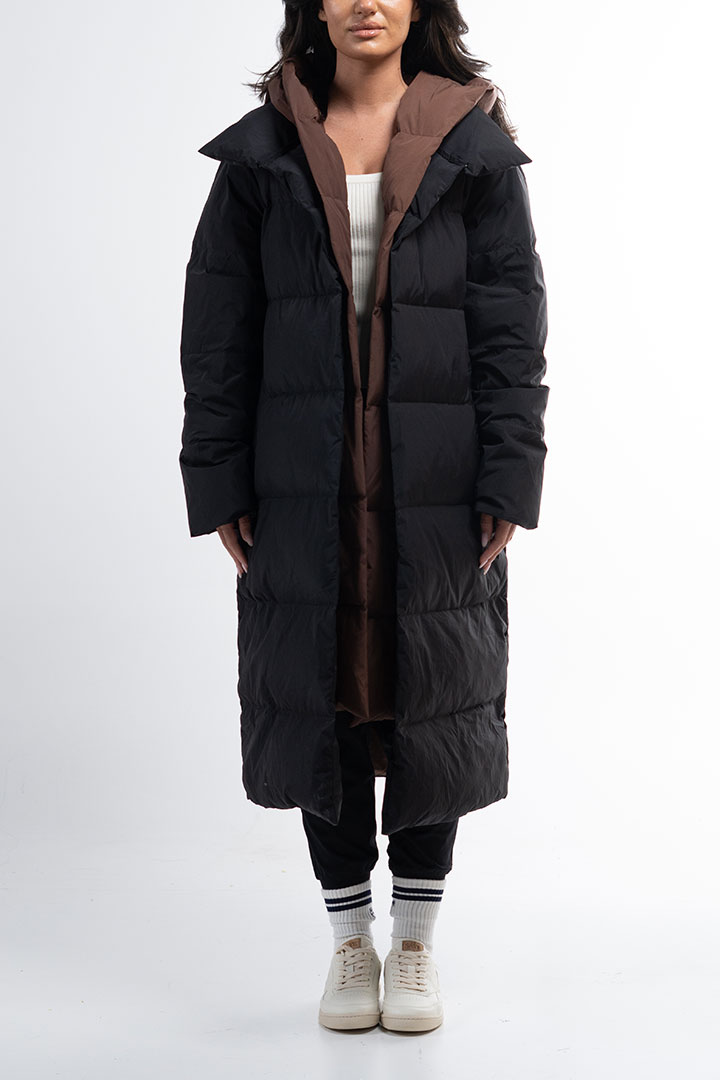 Picture of Double Layered Midi Puffer-Black