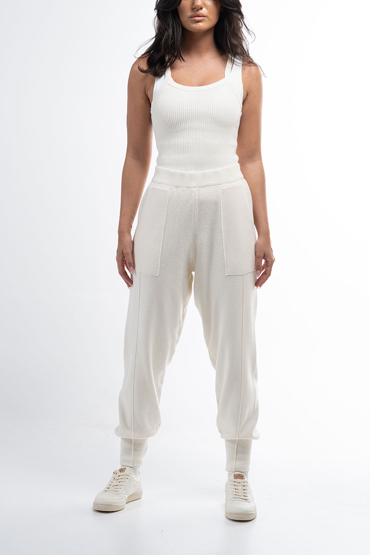 Picture of High Waist Draw String Pants-Creme