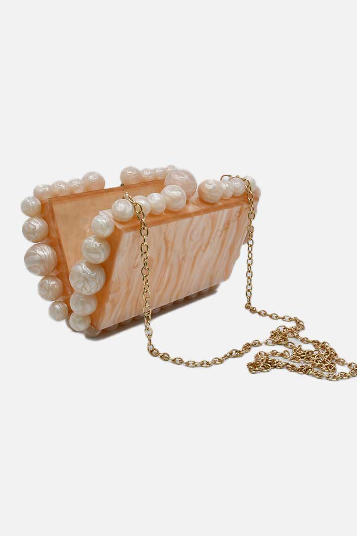 Picture of Marble Clutch Bag-Beige