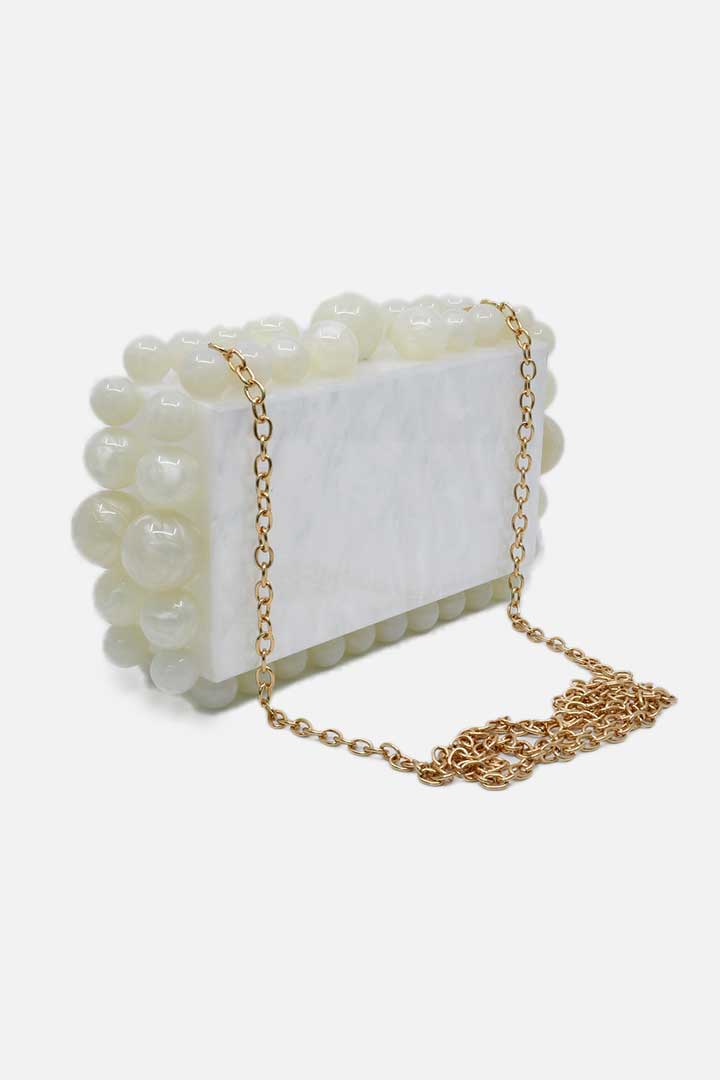 Picture of Marble Clutch Bag-White