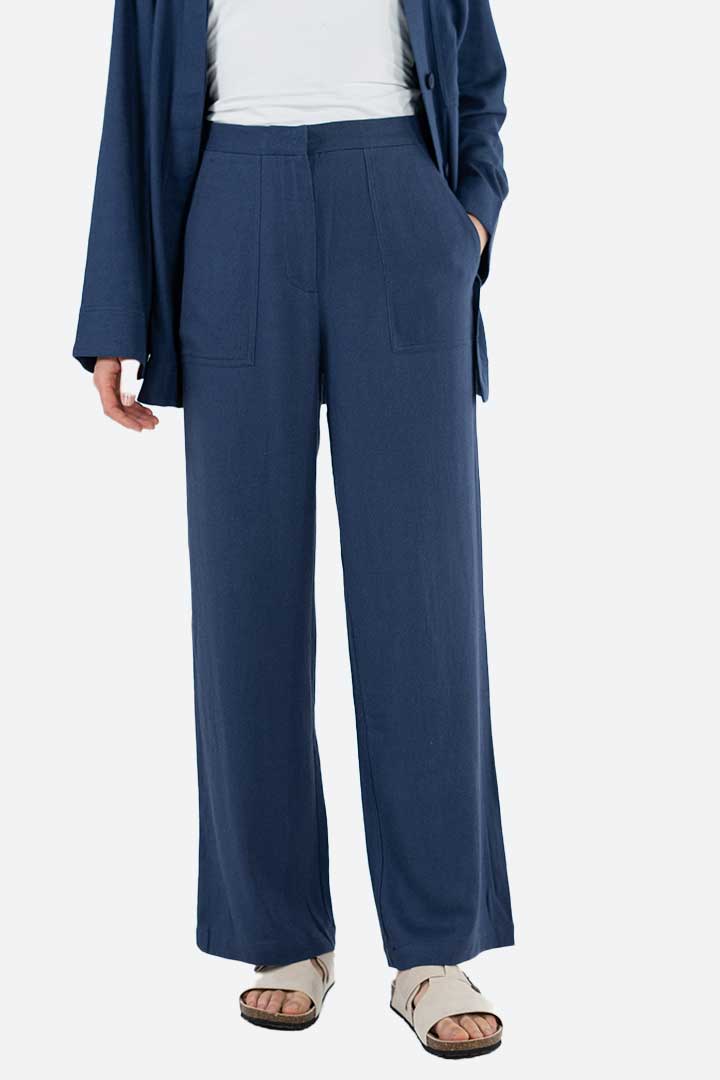 Picture of Blissful Linen Blend Trousers-DenimBlue