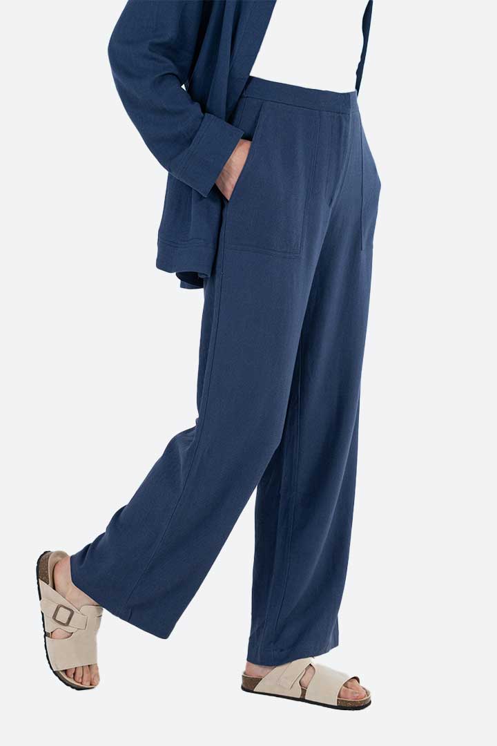 Picture of Blissful Linen Blend Trousers-DenimBlue