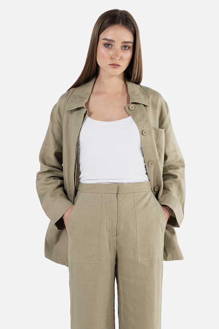 Picture of 100% Linen Top-Light Khaki