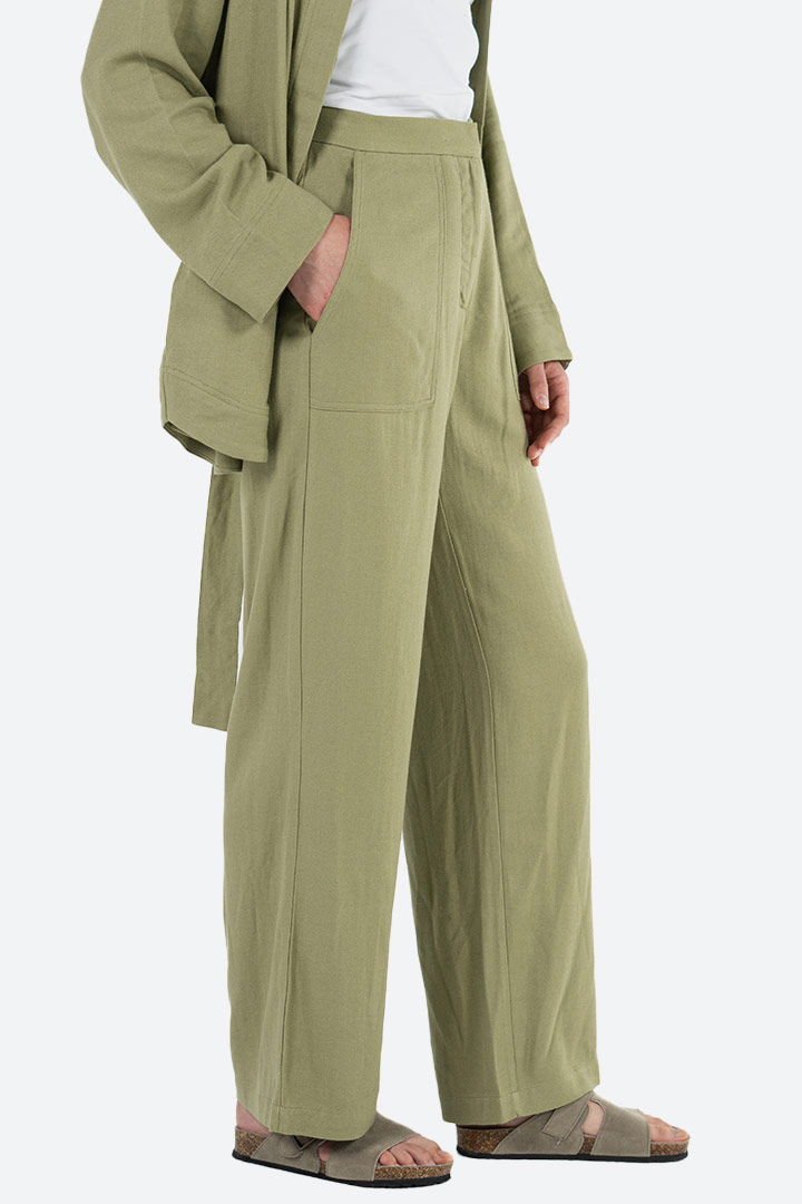 Picture of Blissful Linen Blend Trousers-Pistachio 