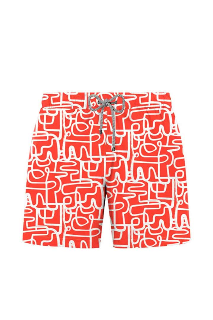 Picture of John Frank Gts All Over Printed Swimshorts - Geo Line Coral