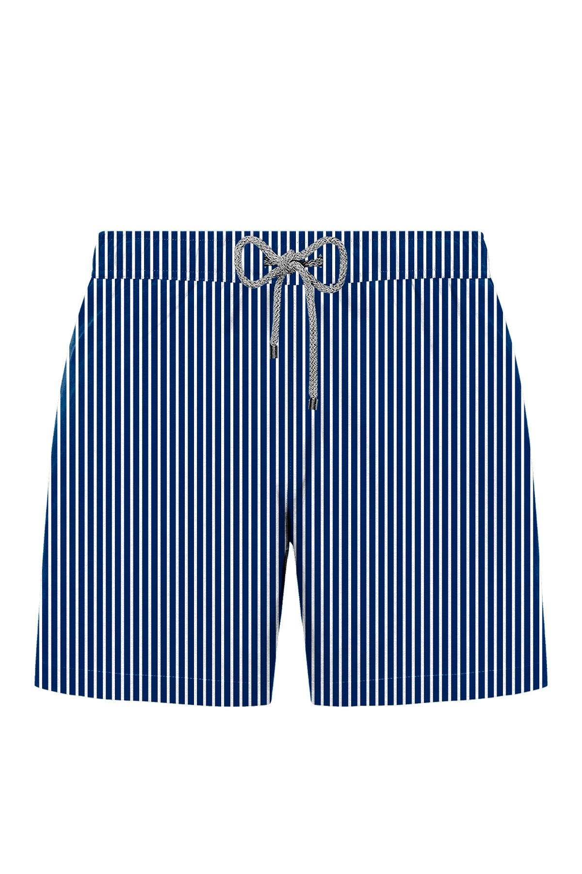 Picture of John Frank All Over Printed Swimshorts - Linear Navy