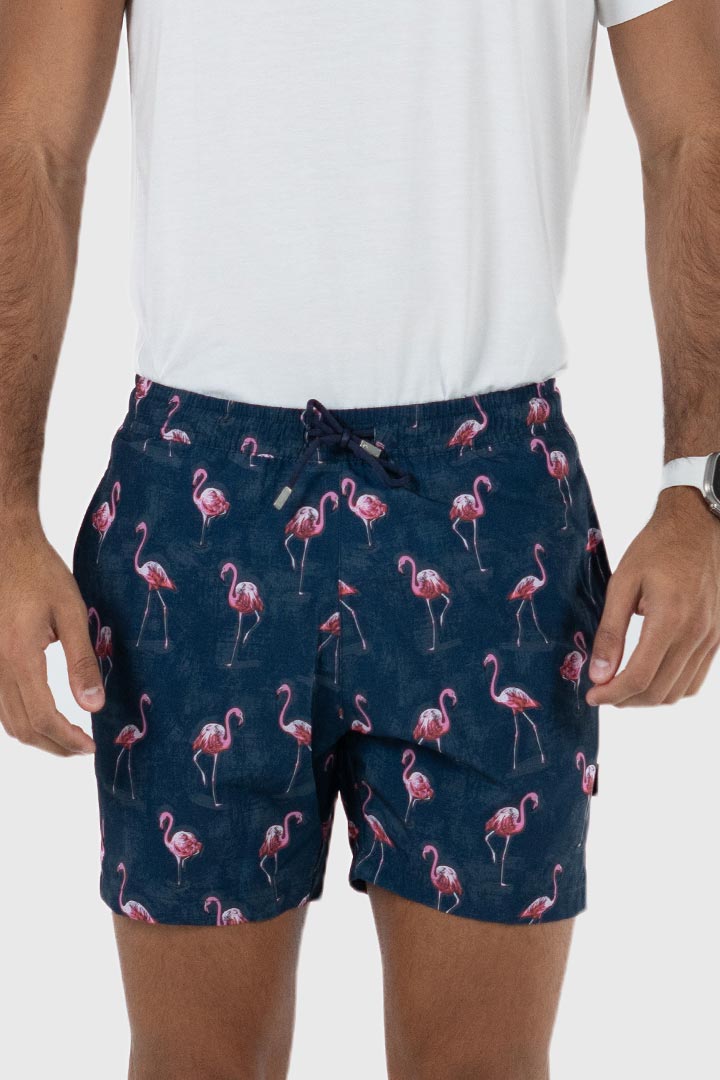 Picture of John Frank All Over Printed Swimshorts-Flamingo Navy