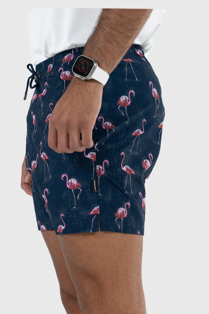 Picture of John Frank All Over Printed Swimshorts-Flamingo Navy