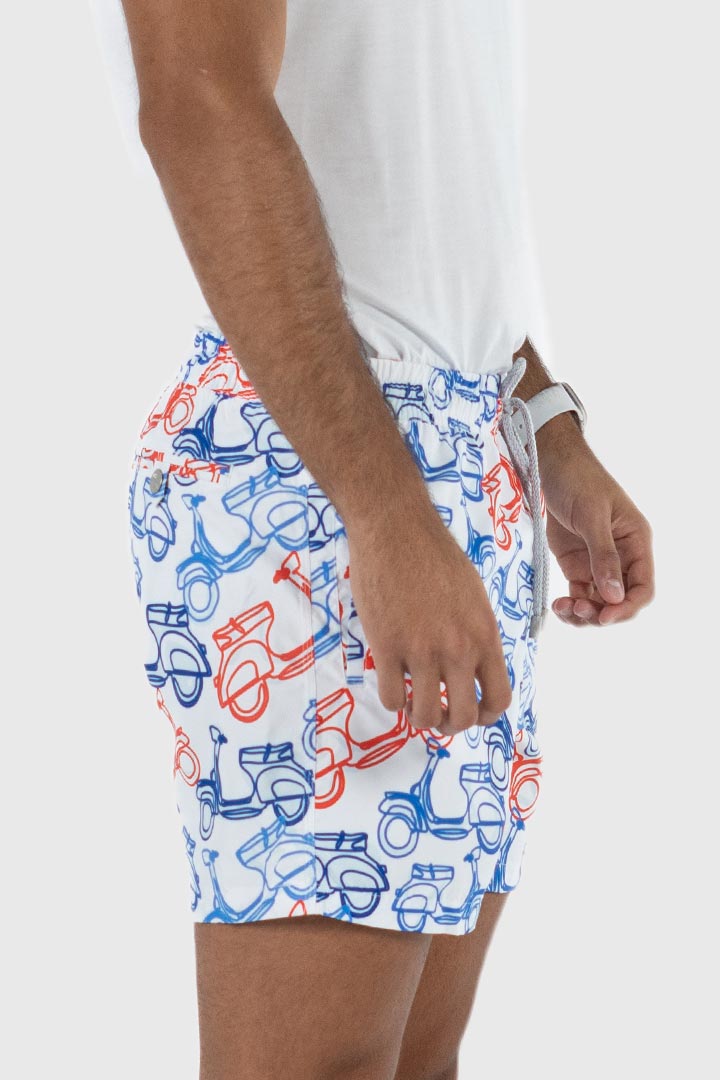 Picture of John Frank All Over Printed Swimshorts - Scooter White