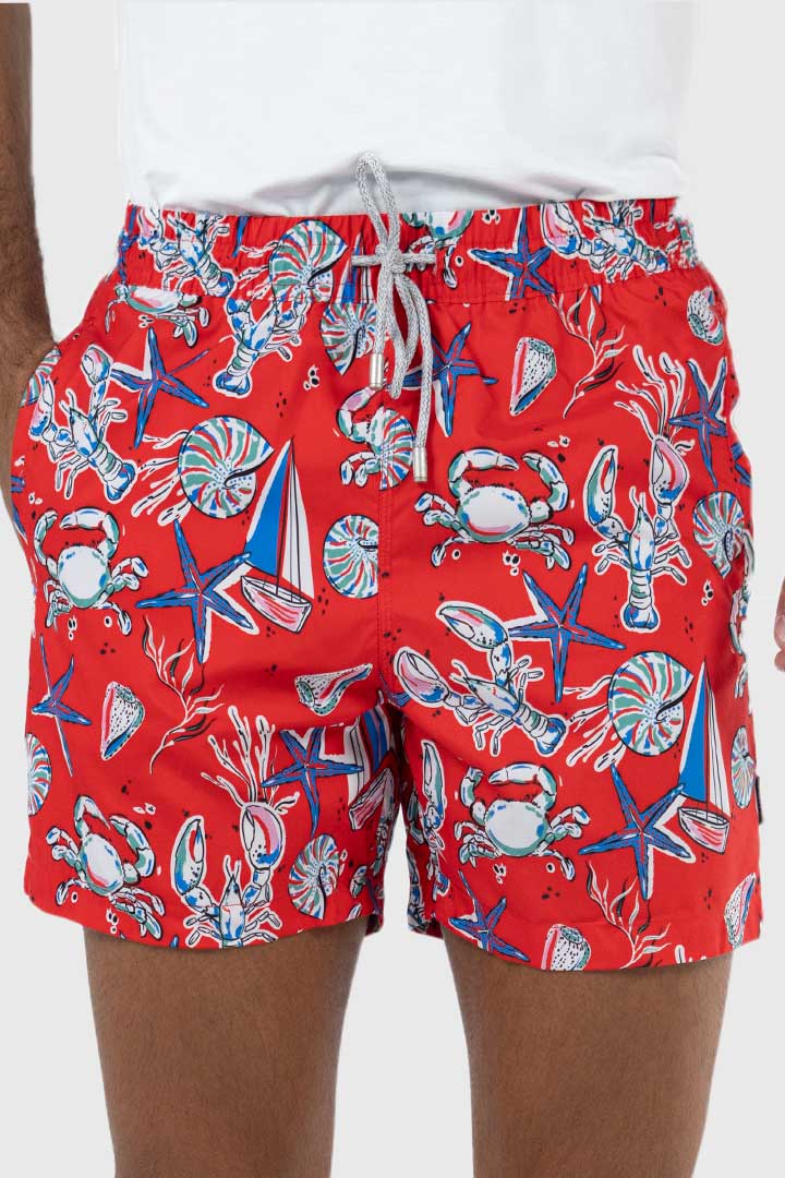 Picture of John Frank All Over Printed Swimshorts - Undersea Red