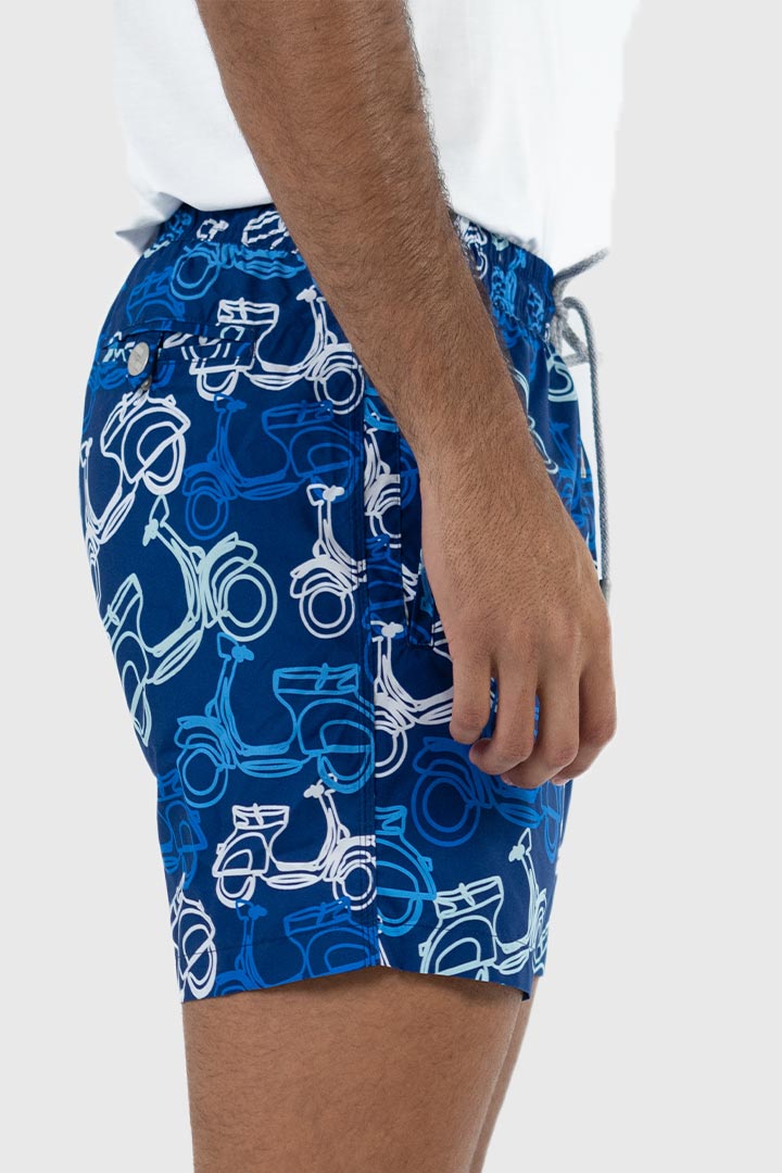 Picture of John Frank All Over Printed Swimshorts - Scooter Navy