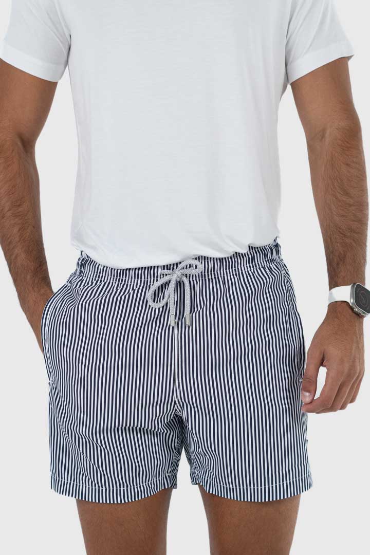 Picture of John Frank All Over Printed Swimshorts - Linear Navy