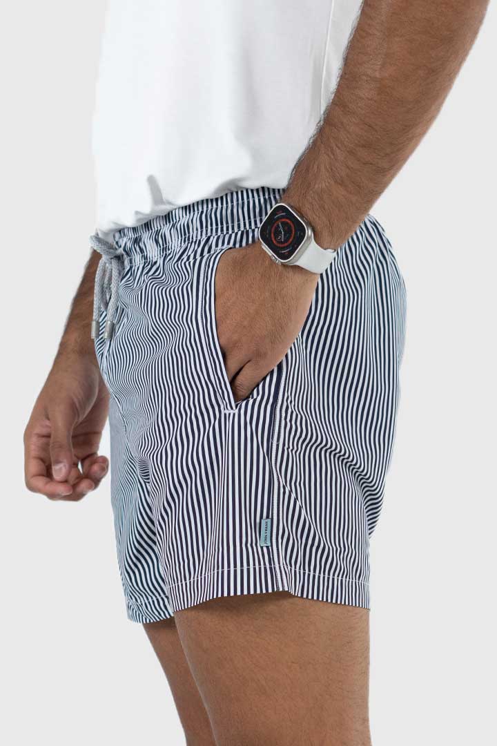 Picture of John Frank All Over Printed Swimshorts - Linear Navy