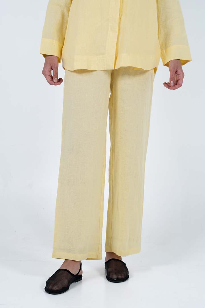 Picture of 100% Linen Trousers - Butter Yellow