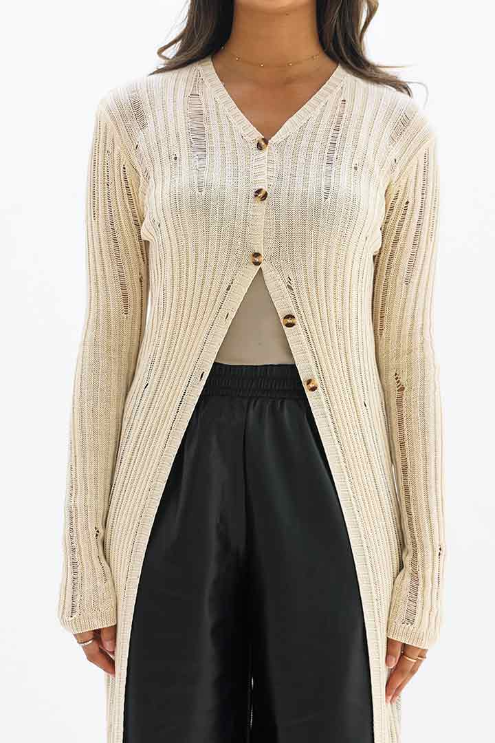 Picture of Split Long Cardigan - Off White