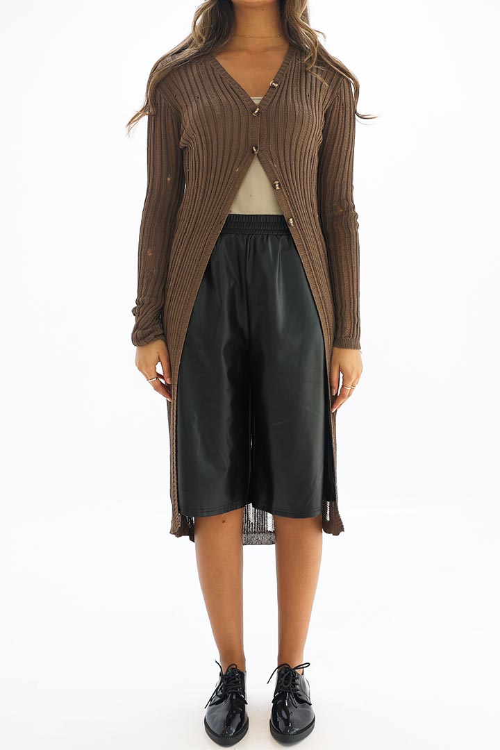 Picture of Split Long Cardigan - Brown