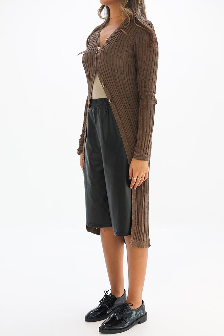 Picture of Split Long Cardigan - Brown