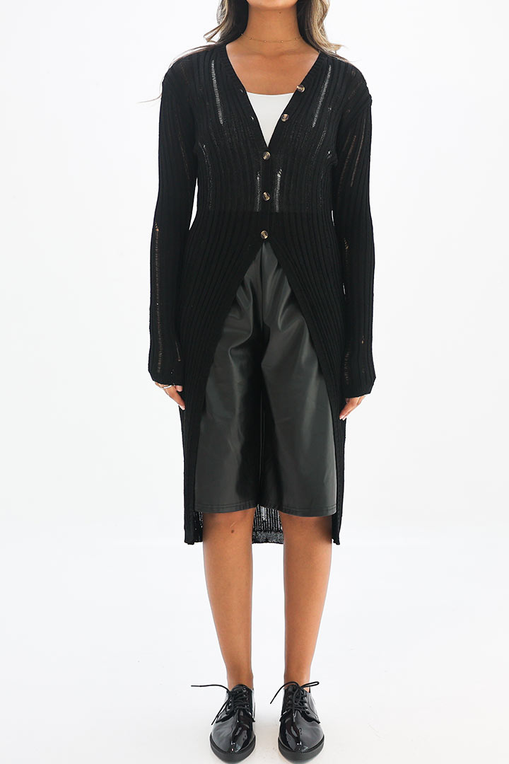 Picture of Split Long Cardigan - Black