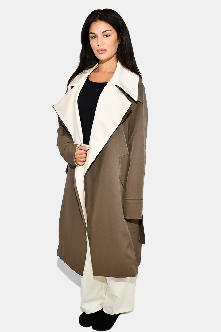 Picture of Double Collared Trench - Brown