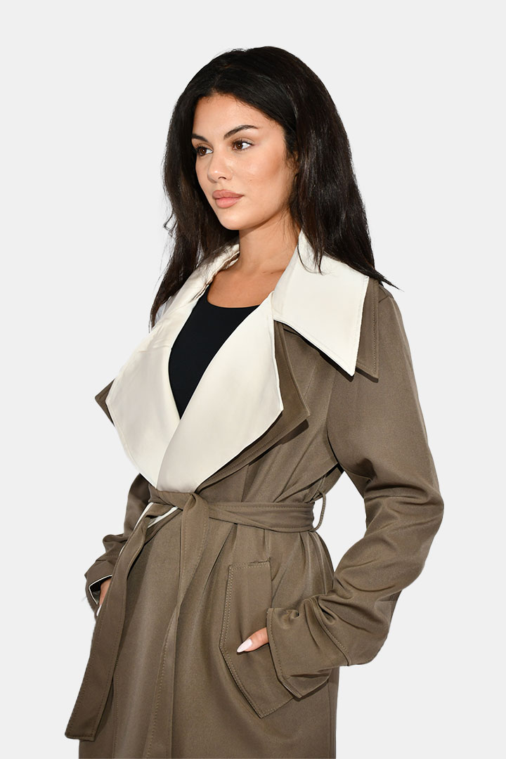 Picture of Double Collared Trench - Brown