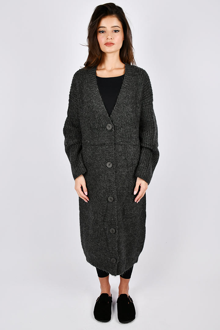 Picture of Long Buttoned Cardigan - Grey