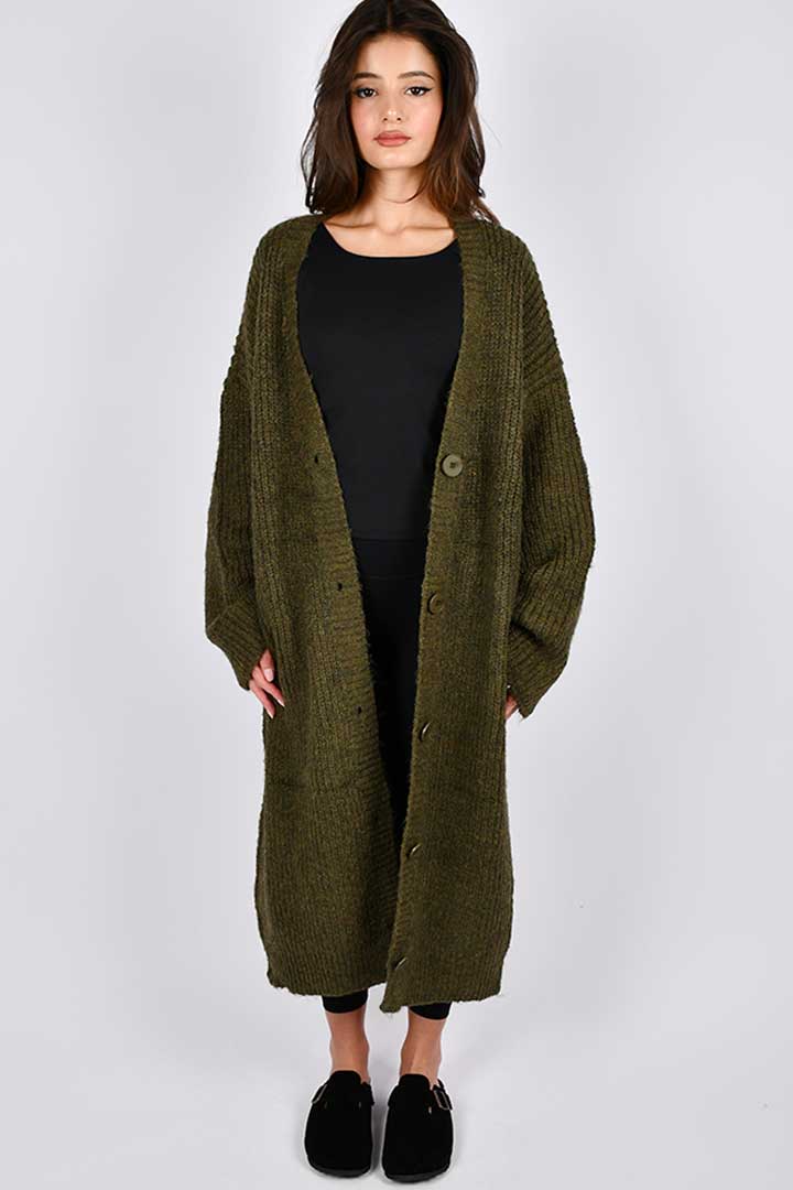 Picture of Long Buttoned Cardigan - Green