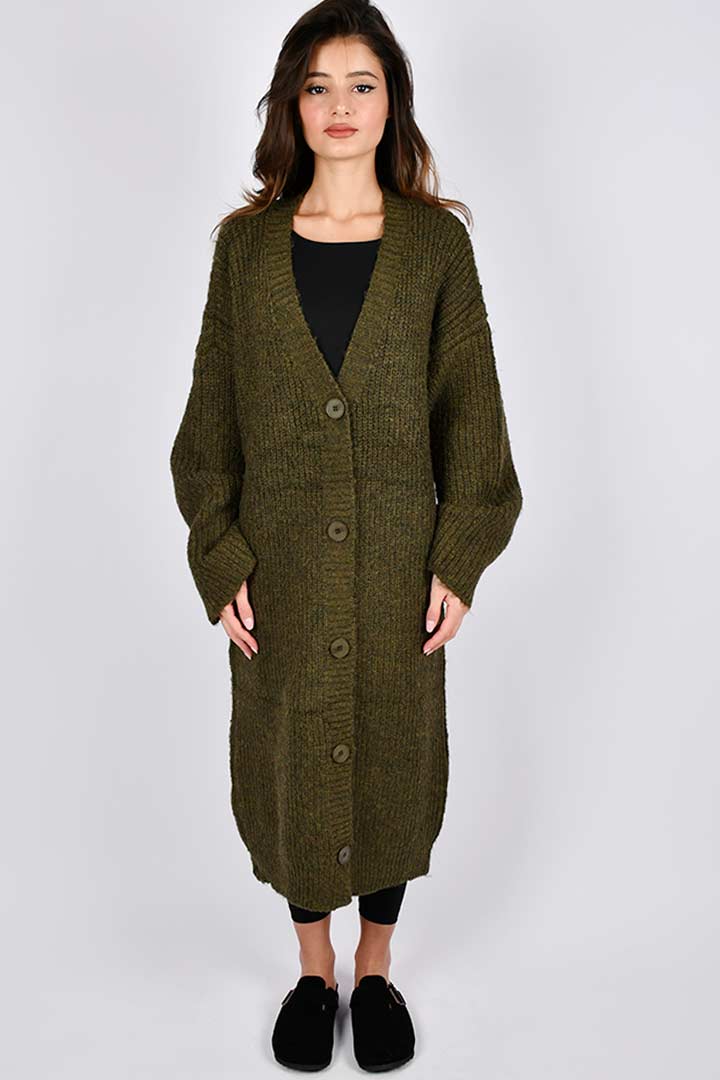 Picture of Long Buttoned Cardigan - Green