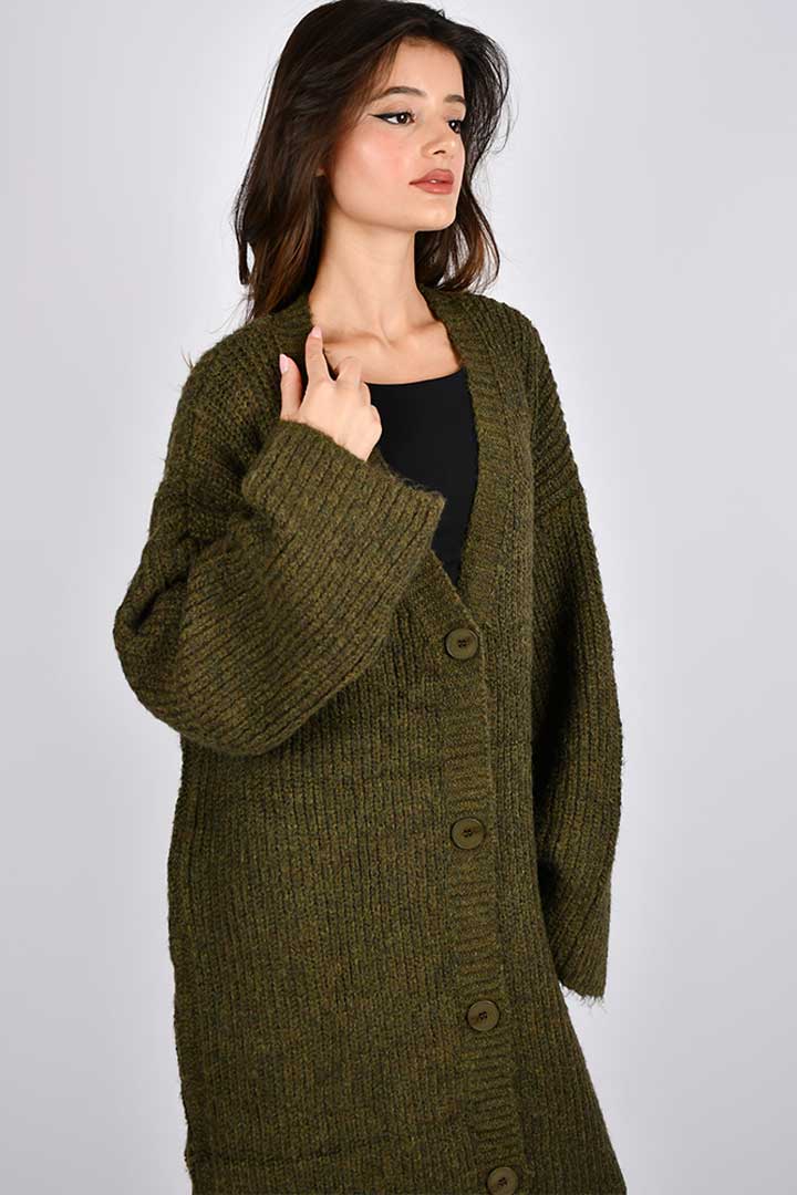 Picture of Long Buttoned Cardigan - Green