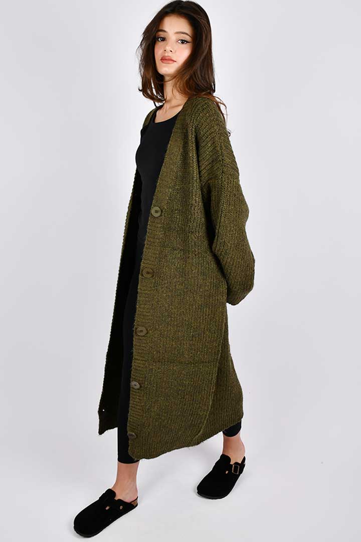 Picture of Long Buttoned Cardigan - Green