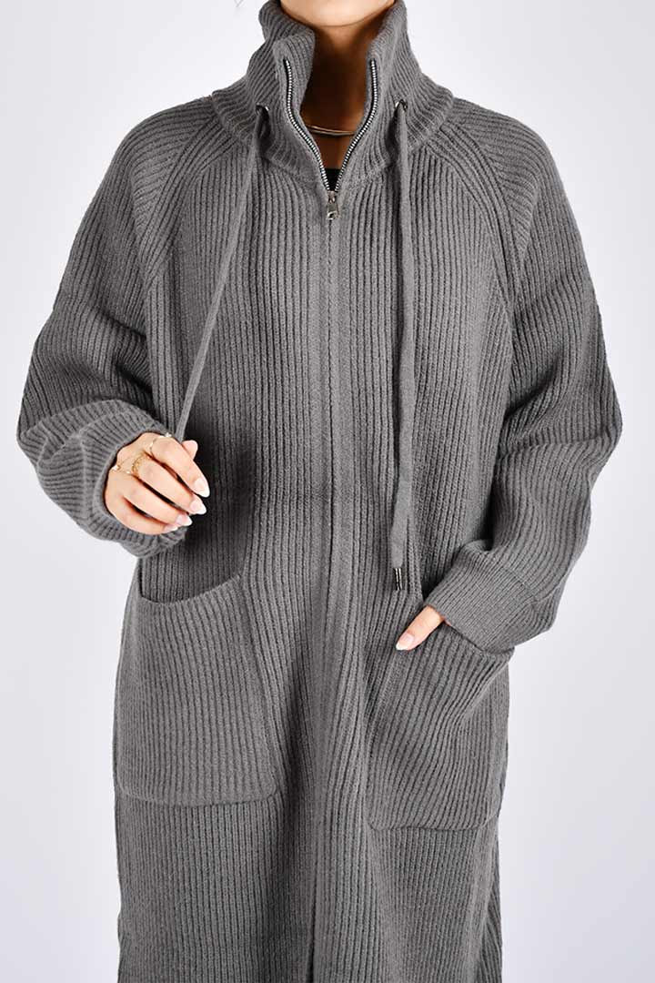 Picture of Long zip up Cardigan - Grey