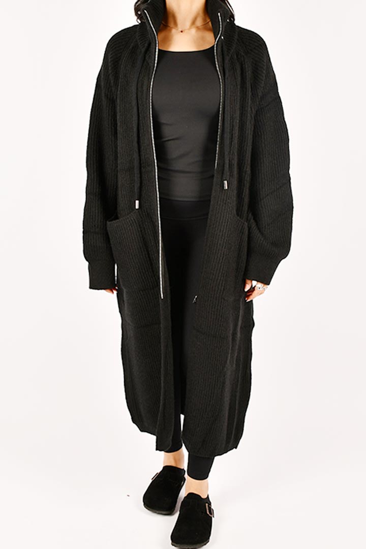 Picture of Long zip up Cardigan - Black