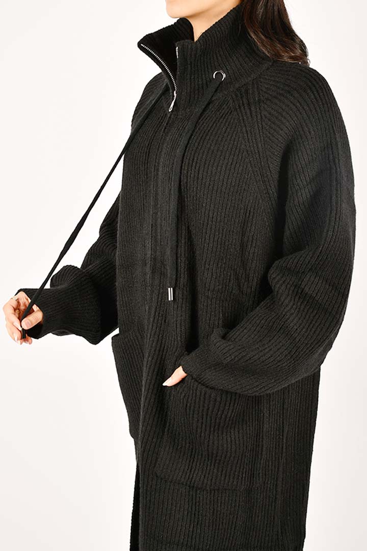 Picture of Long zip up Cardigan - Black