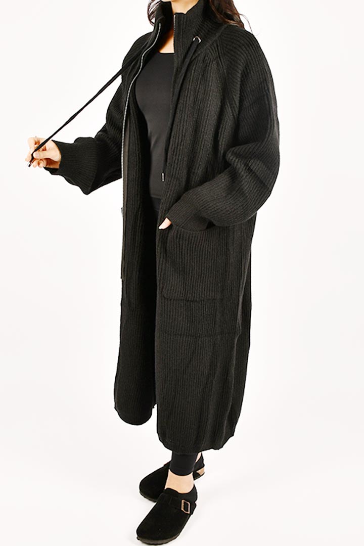 Picture of Long zip up Cardigan - Black