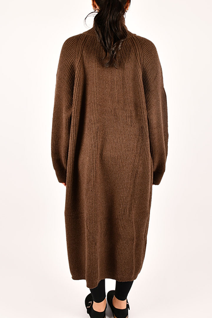 Picture of Long zip up Cardigan - Brown