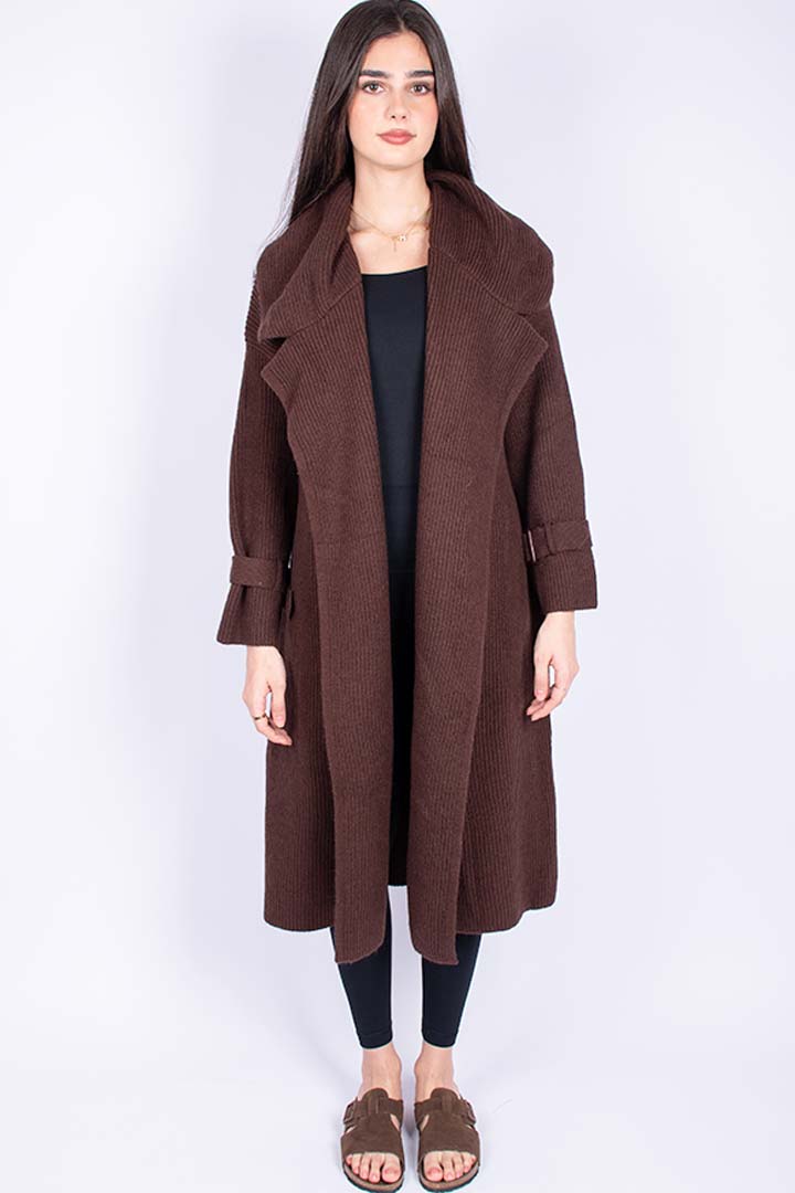 Picture of Knitted Trench - Brown