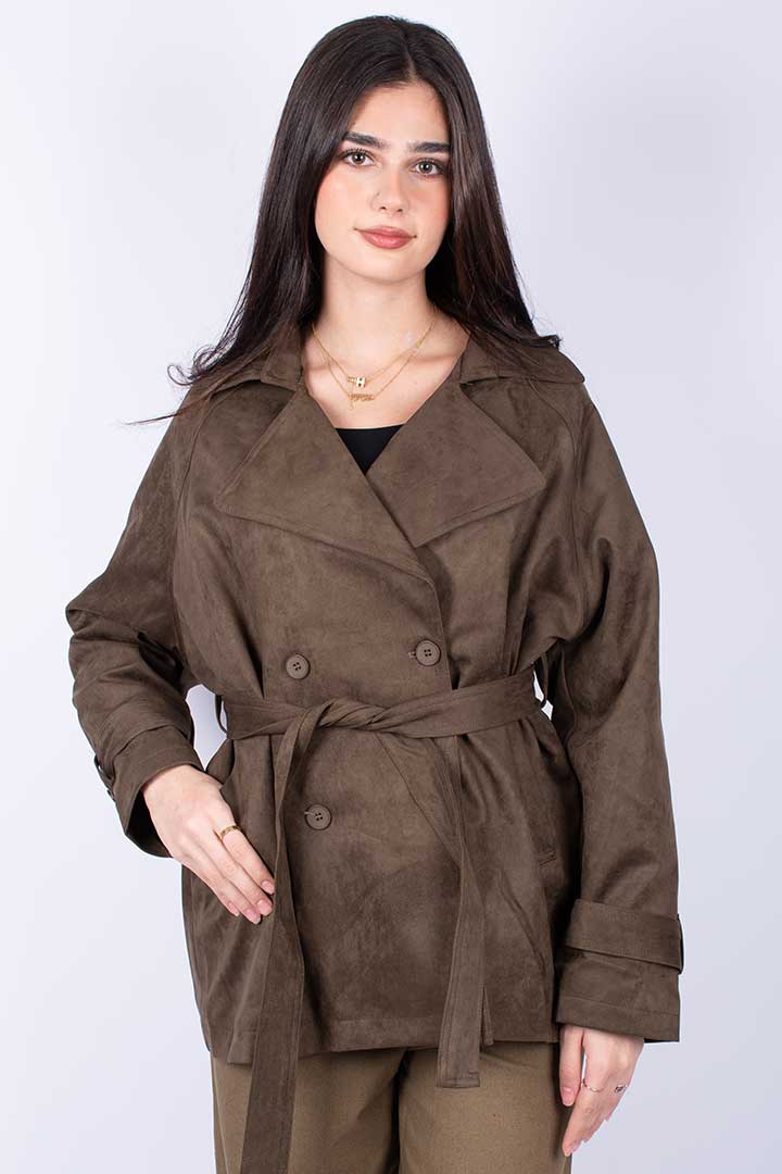 Picture of Suede Half Trench - Suede Toffee