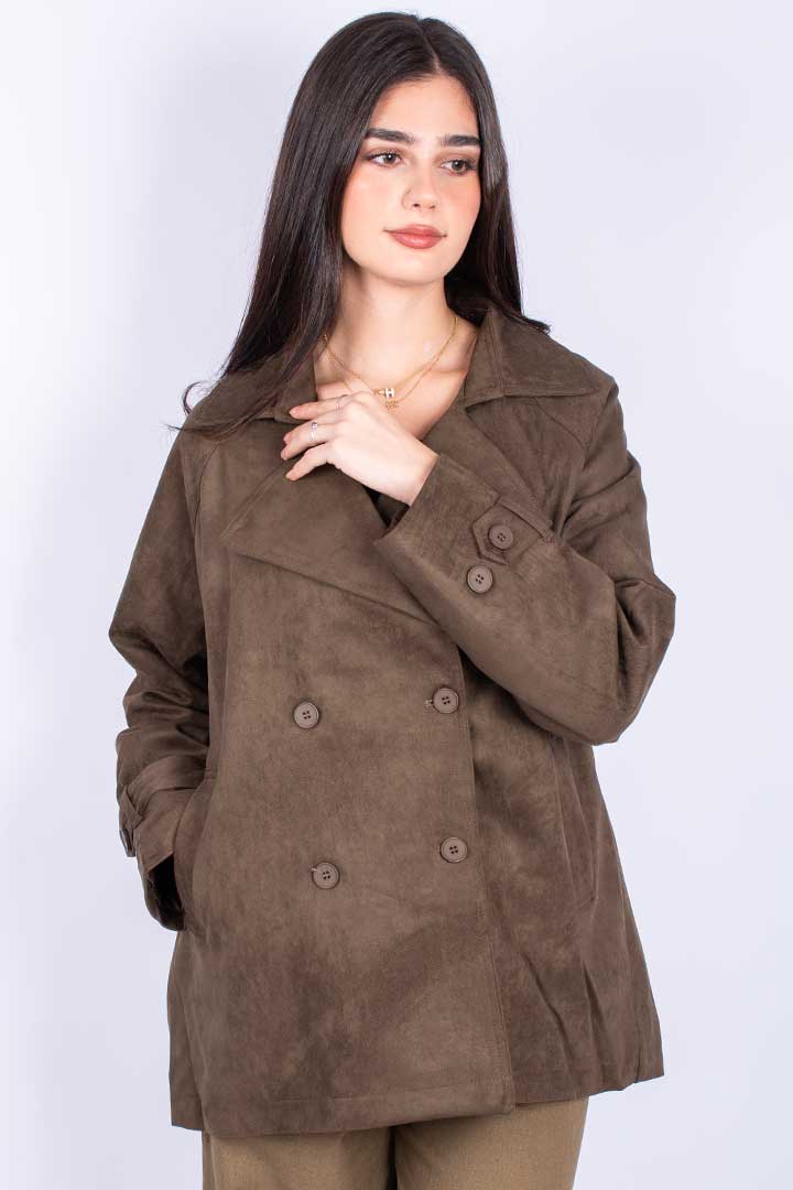 Picture of Suede Half Trench - Suede Toffee