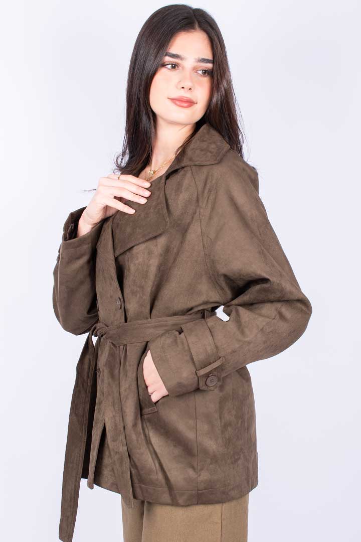 Picture of Suede Half Trench - Suede Toffee