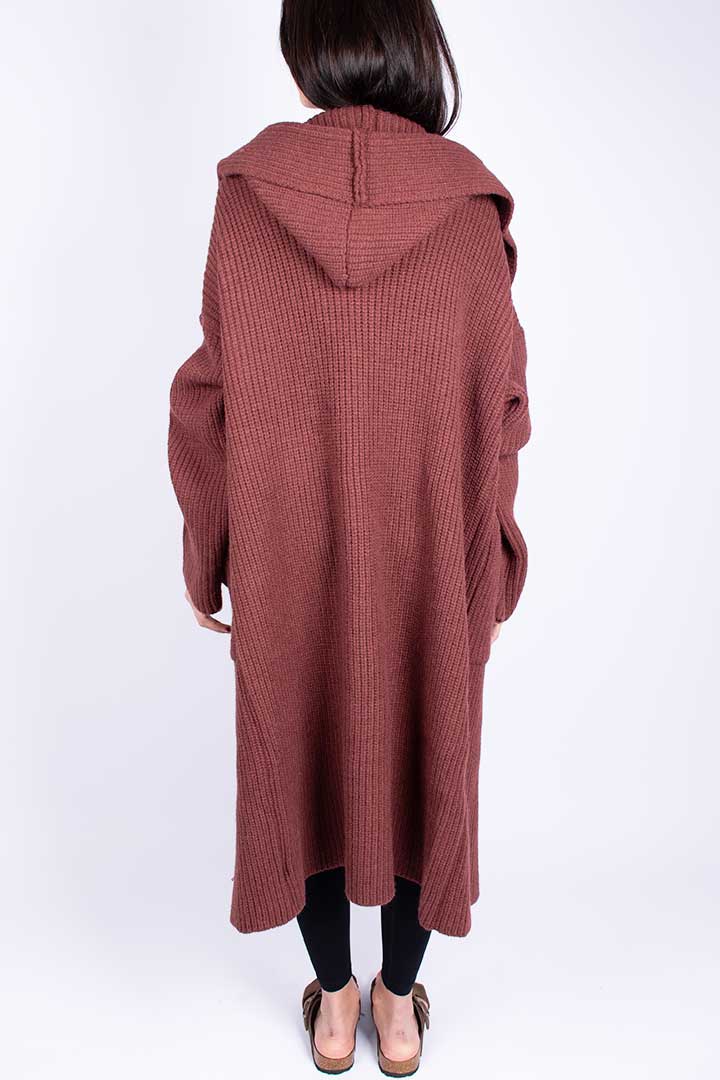 Picture of Knitted Hoodie Cardigan - Red