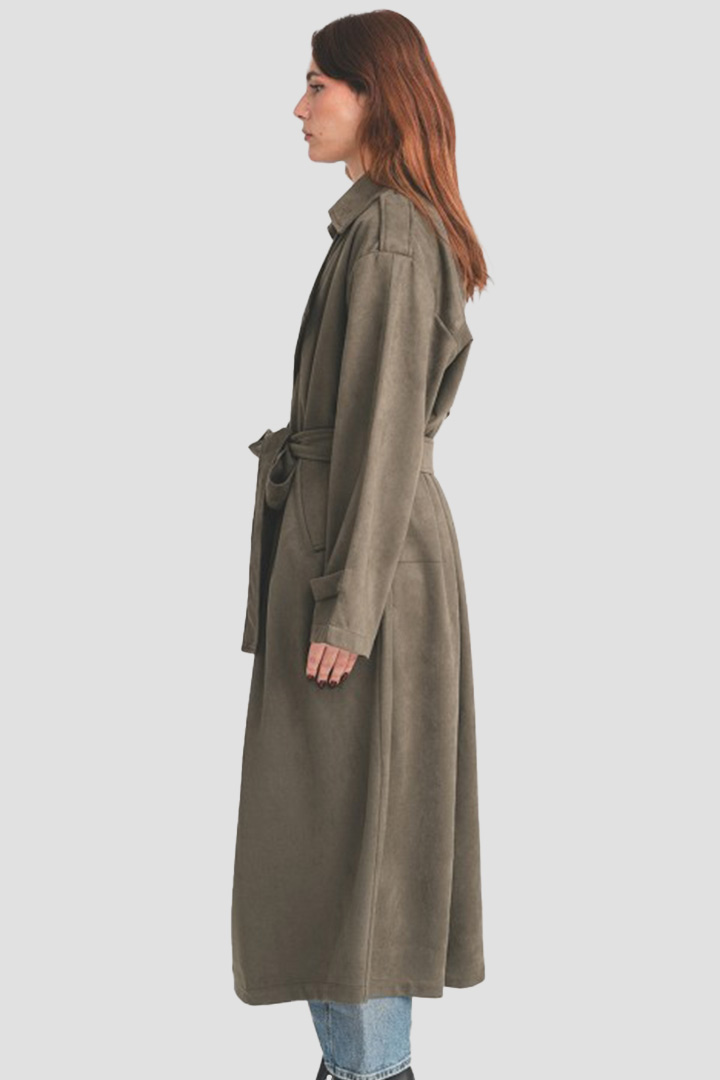 Picture of Olive Suede Trench Coat