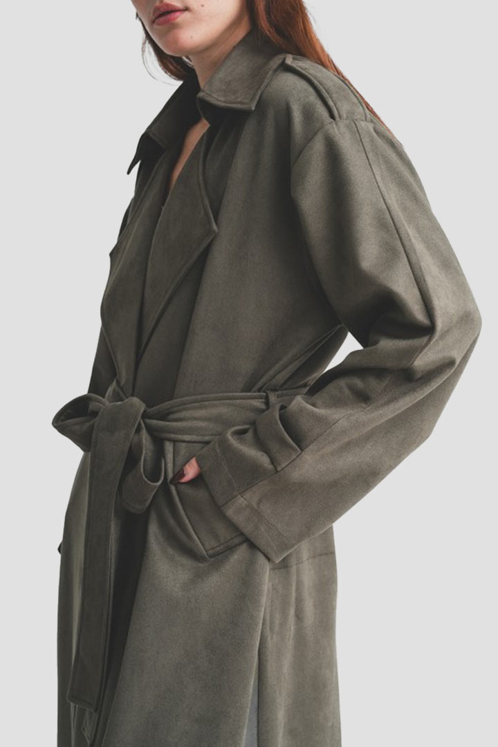 Picture of Olive Suede Trench Coat