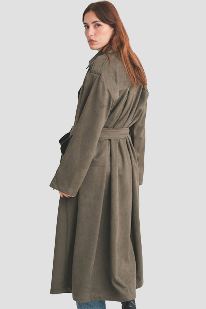 Picture of Olive Suede Trench Coat