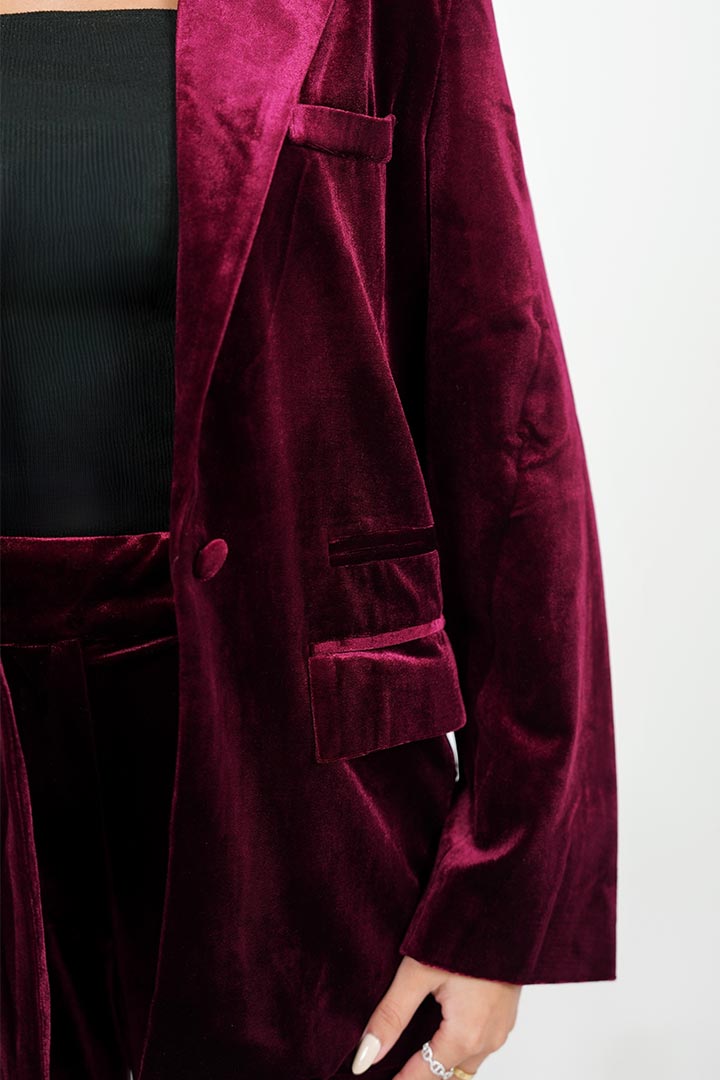 Picture of Velvet Blazer & Pant Set - Claret