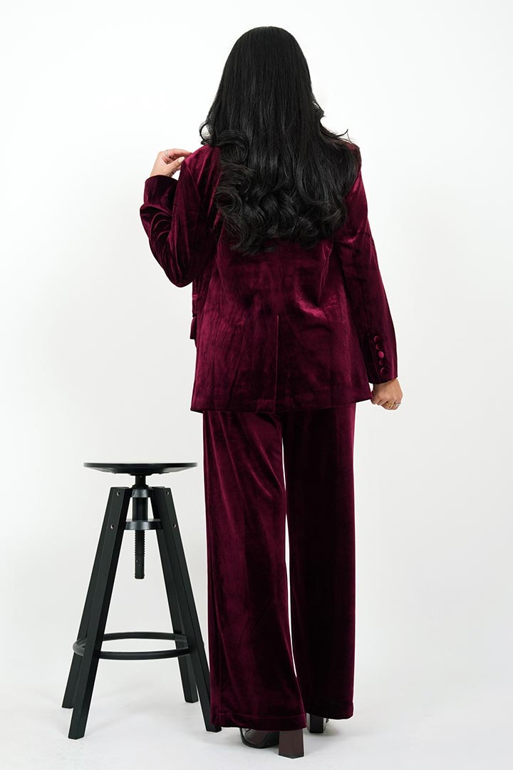 Picture of Velvet Blazer & Pant Set - Claret