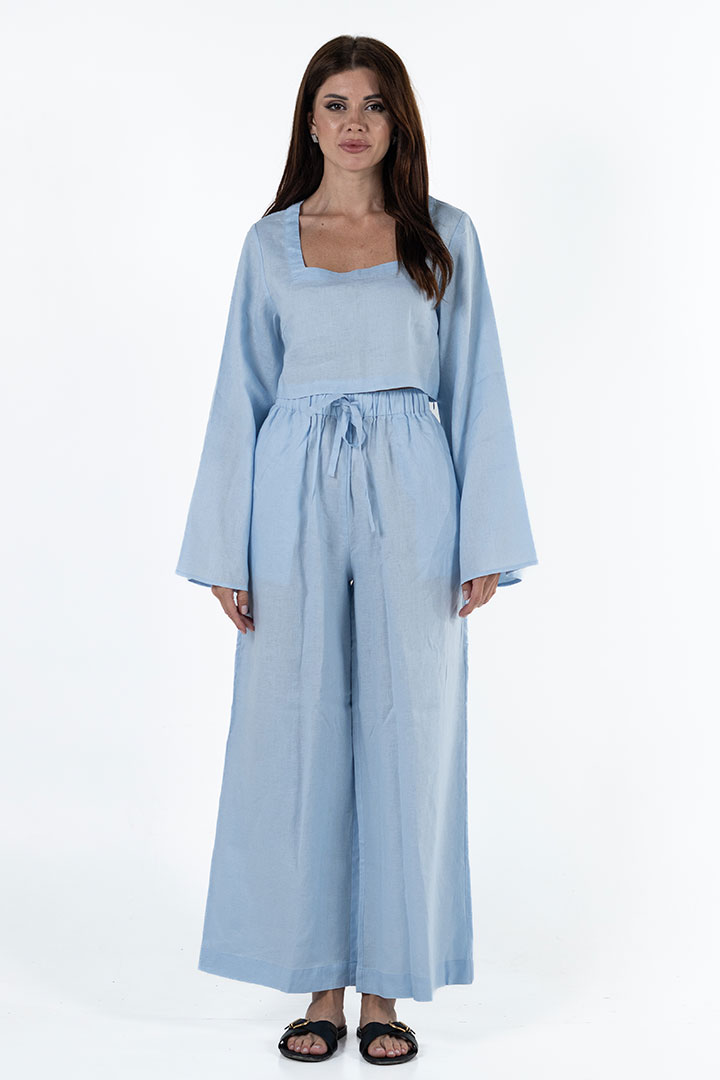 Picture of 100% Linen Relaxed Top & Pant Set - Misty Blue